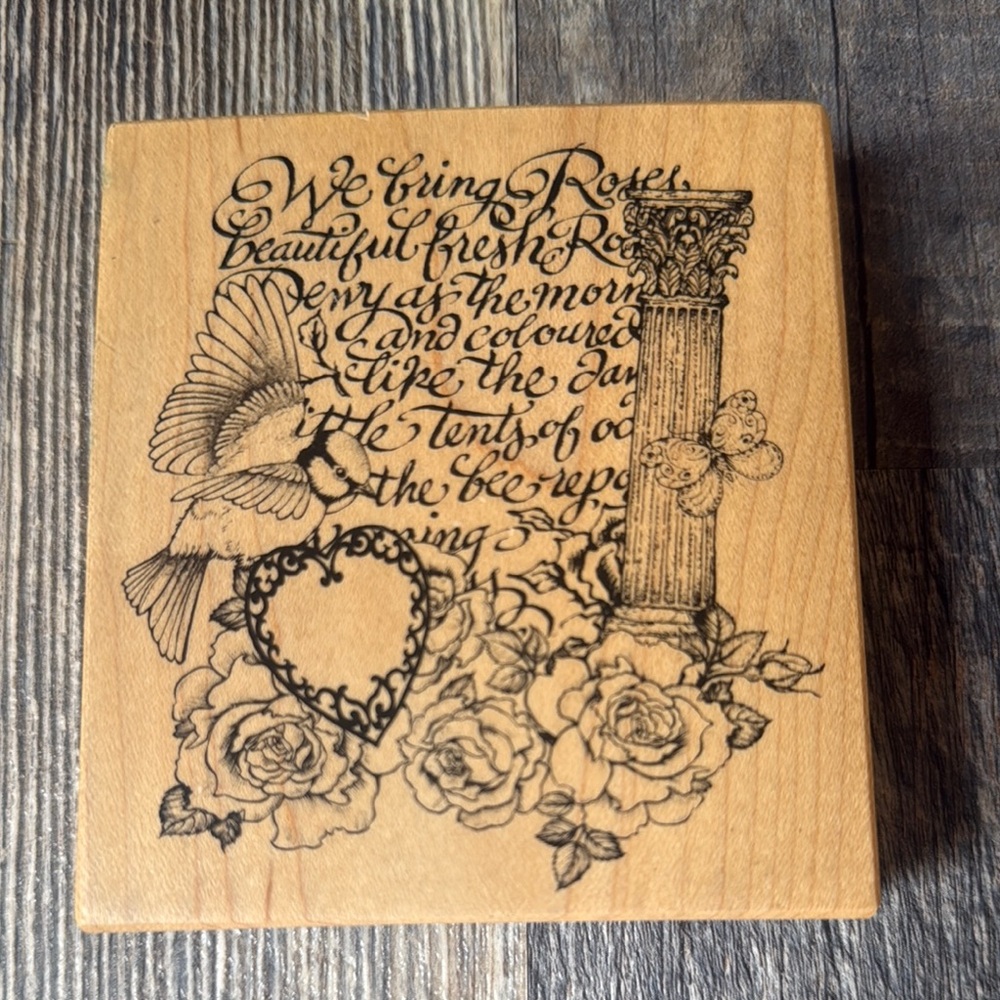 PSX Montage Botanical We Bring Roses Rubber Stamp K-3104 Vintage 2000 New